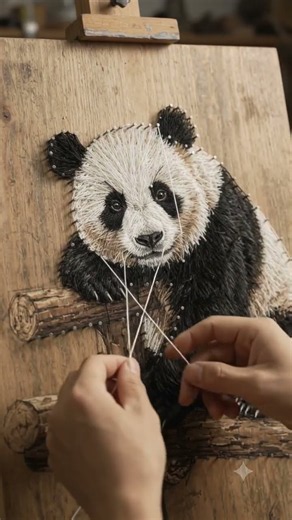 Making a Realistic Panda with Nails and Thread | Amazing String Art Process