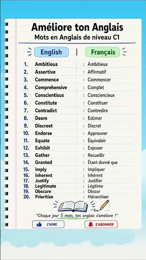 Les mots les plus utilisés en anglais de niveau C1
