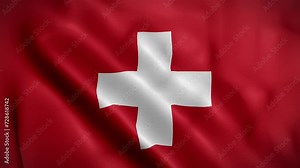 Switzerland waving flag, Flag of Switzerland Animation, Swiss Flag Closeup, 4k Swiss Flag Waving Animation