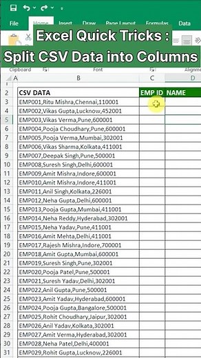 Excel Tips CSV Data Ko alag alag Columns Mein Kaise kare #excel #exceltips #exceltricks #shorts