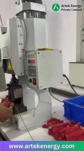 An Automatic Crimping Machine is a machine that crimps (forms a permanent joint by compressing) terminals, connectors, or other fittings into wires or cables. #crimpingmachine #artekenergypvtltd #Lipower | Artek Energy Pvt. Ltd.