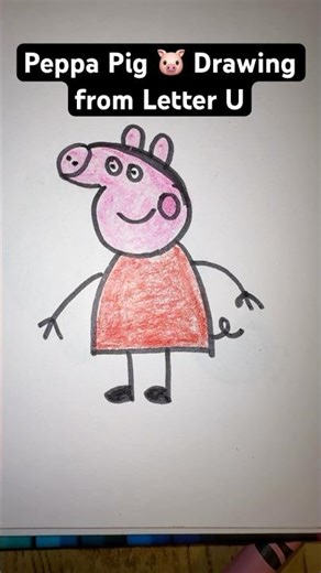 Draw Peppa Pig 🐷 using Letter U | Peppa Pig Drawing #pig #peppapig #shorts #drawing #sketch #art