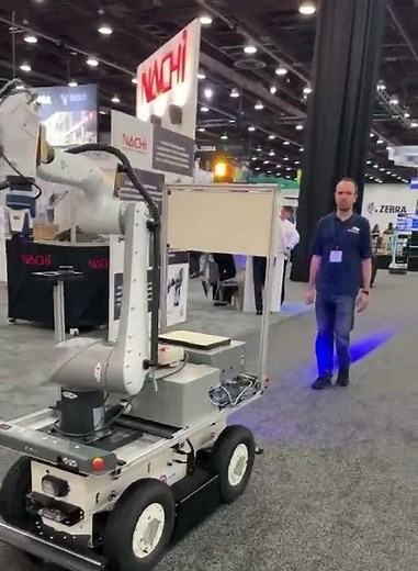 EffiBOT roams around the Automate 2022 floor with a Nachi robot arm