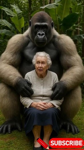 Unbelievable! Grandma Sits Calmly with a Giant Gorilla Behind Her