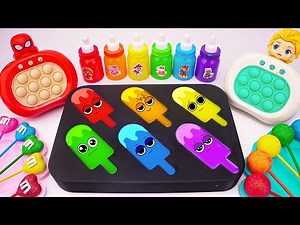 Oddly Satisfying Video 🌈 DIY Making 6 Glitter Cream Slime by Mixing Lolipop SPRUNKI Candy ASMR