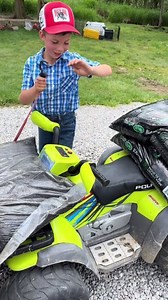 Oh Jackson you are certainly putting that Peg Perego #polaris to the test . Love how he always wants to help. #justajacksonthing #jacksonfarmer #minifarm #thatsallshewrote | justajacksonthing