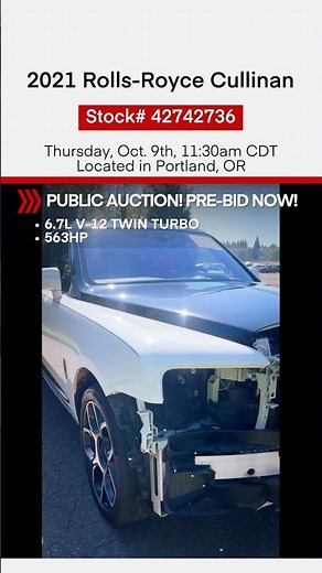 2021 Rolls-Royce Cullinan! Public Auction 10/9, 11:30am CDT. Download the IAA Buyer app today! #iaa