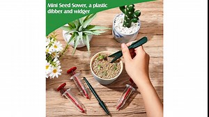 Seed Dispenser, Set of 6 Hand Held Garden Plant Seeds Planter, Adjustable Hand Sowing Seeder, Sower Planter Seed Dial 5 Different Settings, Gardening Tools for Flowers, Vegetables