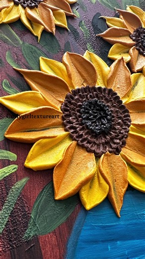 Lets paint sunflower together 🌻🌻🌻 Do you like sunflowers ? Double tap if you like them 🖤 #texturedart #texture #satisfyingvideo #howto #acrylicpainting #fypシ #artwork #create #arttutorial