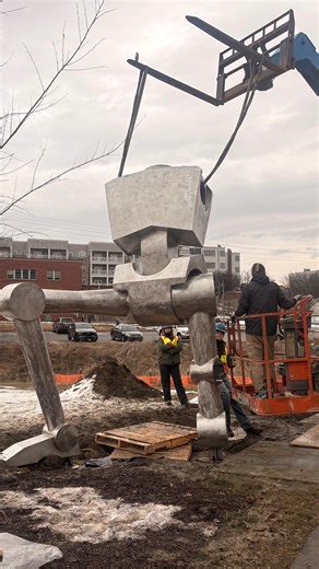 Greensboro Chamber of Commerce | The @downtowngreenway’s latest public art installation May-Bee and the Bot (In the Uncanny Valley) went up this weekend! 🤖🐝 The 28-foot... | Instagram