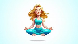 Download A cartoon girl in yoga pose animation for free