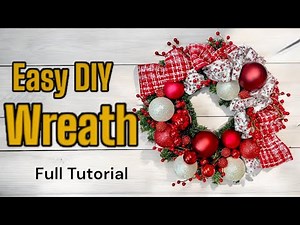 Christmas Wreath With Ornaments and Ribbons DIY