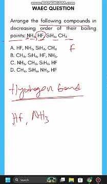 Boiling Point Trend Explained (NH₃, HF, SiH₄, CH₄) – WAEC 2023 Chemistry Question 20