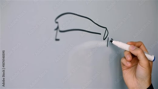 Abstract Diagram Drawn on a Whiteboard by Hand. Educational / eLearning & Up-skilling. Hand drawing a , abstract flow chart or conceptual diagram on a , whiteboard with a dry-erase marker.