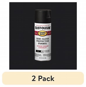 (2 pack) Black, Rust-Oleum Stops Rust Protective Enamel Semi-Gloss Spray Paint-7798830, 12 oz