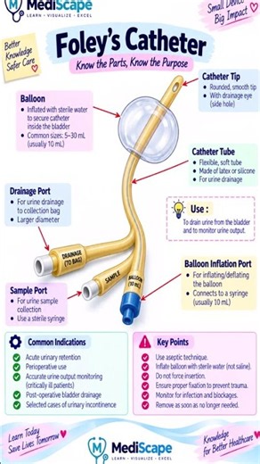 🩺 Foley’s Catheter — know the parts, know the purpose!