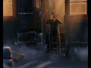 The Polar Express conductor saying MERRY CHRISTMAS