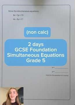 2 days to go - GCSE Foundation Maths - Simultaneous Equations - Grade 5 #gcse #maths #revision