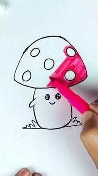 Cute Mashroom Picture Drawing, Painting, and Coloring for Kids, 🍄✨ Toddlers | Easy Hand Drawing