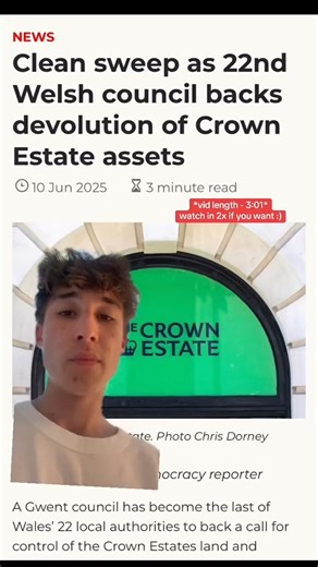 6.1K views · 221 reactions |  All 22 Welsh councils voted for the deovlution of the Crown Estate to Wales - but what does it mean, why does it matter, and why hasn't it happened? gbwls Dylai cymunedau Cymru elwa o adnoddau naturiol Cymru, nid San Steffan neu'r Goron! | Plaid Cymru | Facebook