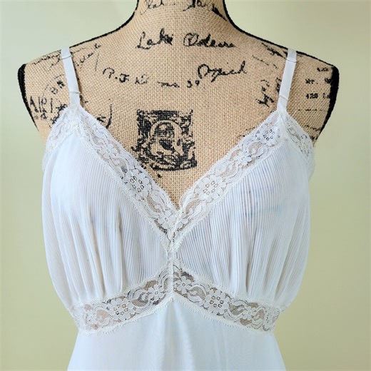 Vintage Nylon Lace Slip Dress - Pintuck Pleated Empire Waist, Size 38 - Etsy