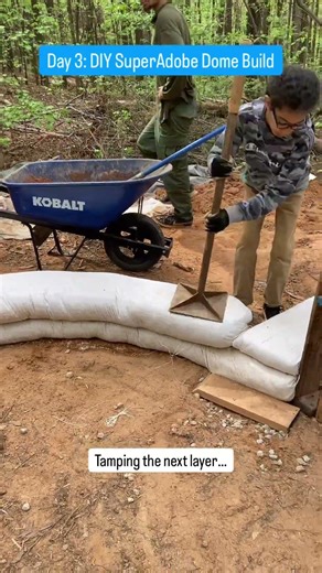 Day 3: DIY SuperAdobe Dome Build #diy #construction #homestead