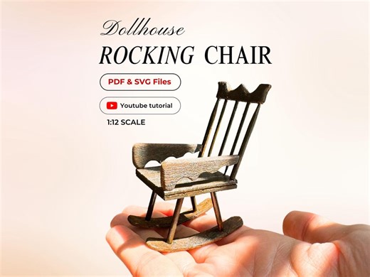 1:12 Dollhouse Rocking Chair Pattern SVG PDF | Hand Cut or Laser Cut Template | Miniature Furniture Plans   Video Tutorial - Etsy
