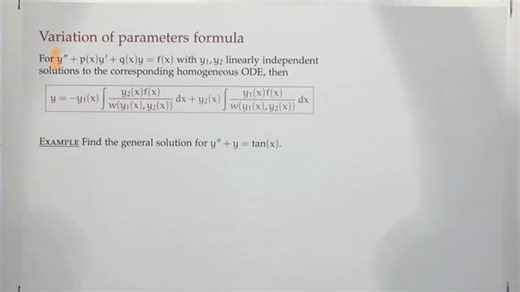 Differential Eqns. F22-14 -- Method of variation of parameters