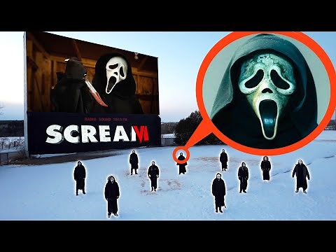drone catches SCREAM at haunted Movie Theater drive in (we found Ghostface)