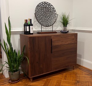 Custom Coffee Bar Cabinet With Mini Fridge Space, Wine Cooler Cabinet, Modern Home Bar Console, Walnut Drink Station Storage - Etsy