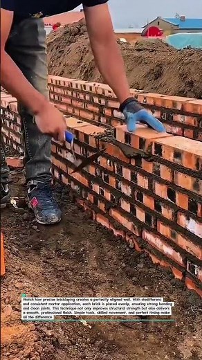 Perfect Brick Laying Technique #construction#bricklaying #satisfyingbuilds