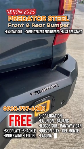 𝗧𝗿𝗶𝘁𝗼𝗻 𝟮𝟬𝟮𝟱 Predator Steel Bumper -Front & Rear •𝗟𝗶𝗴𝗵𝘁𝘄𝗲𝗶𝗴𝗵𝘁: Stock suspension approved. •𝗥𝘂𝘀𝘁 𝗥𝗲𝘀𝗶𝘀𝘁𝗮𝗻𝘁: Aluminized powder coated insideout w/ stainless bolts & nuts. •𝗖𝗼𝗺𝗽𝘂𝘁𝗲𝗿𝗶𝘇𝗲𝗱 𝗘𝗻𝗴𝗶𝗻𝗲𝗲𝗿𝗲𝗱: Laser-cut finished 𝗙𝗥𝗘𝗘 : -𝗦𝗸𝗶𝗱𝗽𝗹𝗮𝘁𝗲 -𝗦𝗵𝗮𝗰𝗸𝗹𝗲 -𝗨𝗻𝗱𝗲𝗿𝘄𝗶𝗻𝗴 -𝗟𝗘𝗗 𝗗𝗥𝗟 ☎️𝟬𝟵𝟯𝟬-𝟳𝟵𝟳-𝟲𝟬𝟴𝟯 ⏰Monday-Sunday 8AM-5PM ✅𝗙𝗥𝗘𝗘 𝗜𝗡𝗦𝗧𝗔𝗟𝗟𝗔𝗧𝗜𝗢𝗡 ✅𝘾𝙖𝙨𝙝 𝙤𝙧 𝘽𝙖𝙣𝙠 𝙩𝙧𝙖𝙣𝙨𝙛𝙚𝙧 ✅𝘼𝙡𝙡 𝙢𝙖𝙟𝙤𝙧 𝙘𝙧