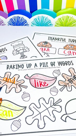 It’s November, and that means it’s time to print out the November-themed word work for any word list! Use these pages to practice phonics skill words, pattern words, sight words, or any current words that you are using in your classroom! Grab this Holiday Word Work for Any Word List set on my TPT at the link in my bio! #thanksgiving #thanksgivingforkids #novemberactivities #turkeyactivity #wordwork #literacycenters #firstgradecenters #centertime #firstgradeclassroom #kindergarten | Sweet Firstie