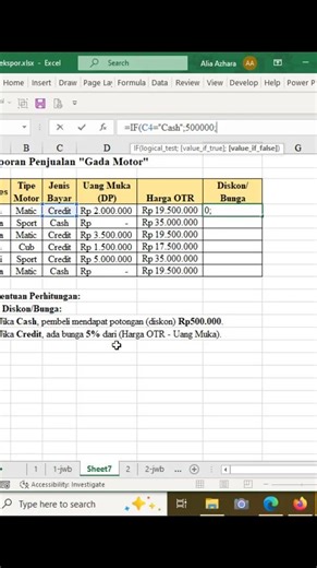 Excel test calculate discount and interest using IF #excel #exceltips
