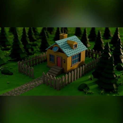 House Building Procedural Animation with geometry nodes #b3d #geometrynodes #house #cabin