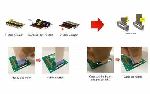 一步操作完成插配，可实现自动化组装的FPC/FFC连接器