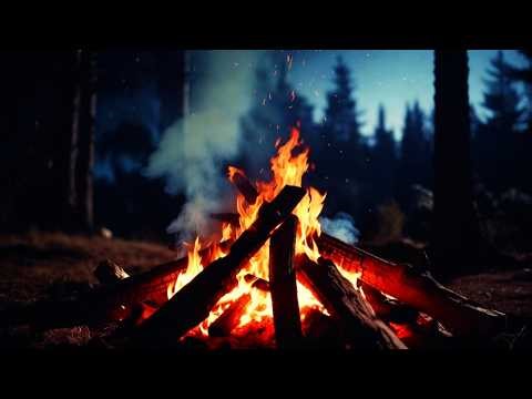 Campfire at Night with Spring Peepers - 10 Hours for Deep Sleep