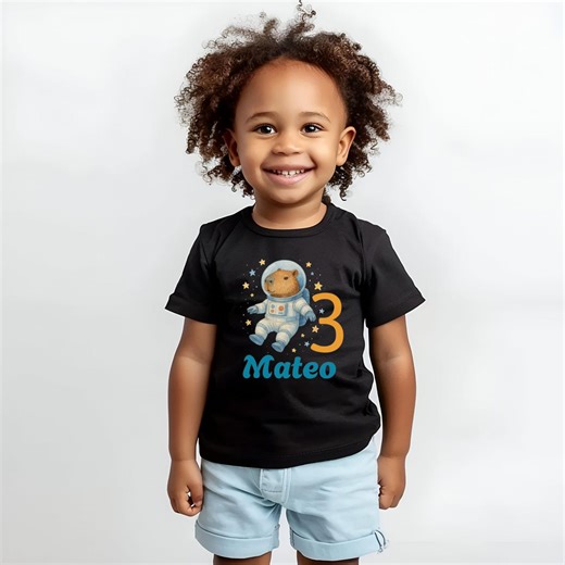 Personalized Capybara Birthday T-shirts, Capybara Astronaut Tee, Custom Space Party Shirt, Outer Space Kids T-shirts - Etsy