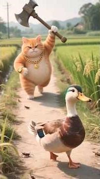 Cat & Duck: Drama Reloaded! 😂🔥 #catmemes #cat #shorts #viral