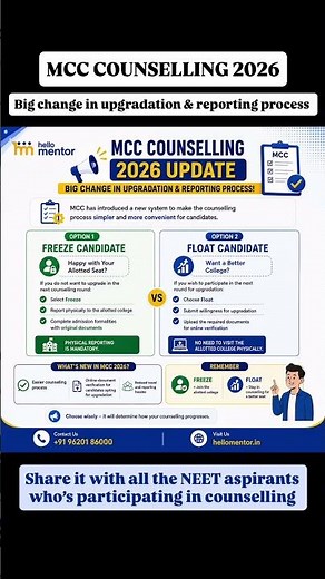 MCC Counselling 2026 Freeze vs Float Explained | Biggest Update Before Choice Filling!