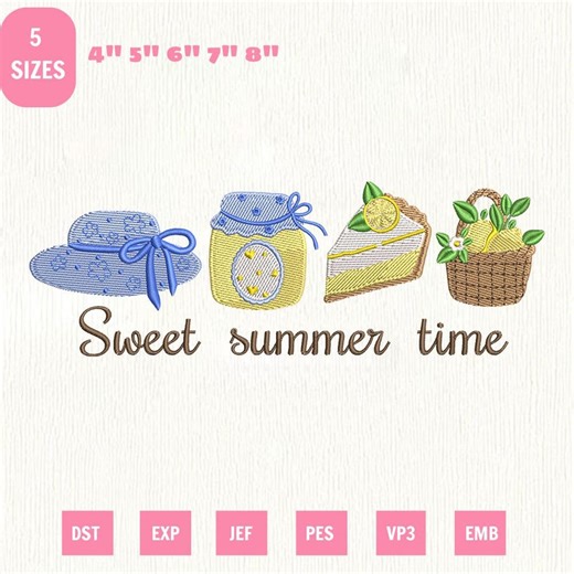 Sweet Summer Time Lemon Machine Embroidery File, Summer Farmhouse Design (instant Download) - Etsy