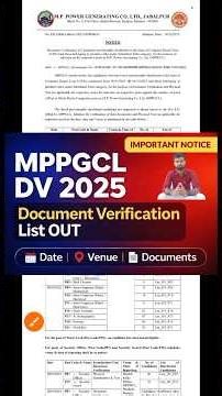 MPPGCL Document Verification 2025 | DV List Out | Plant Assistant, JE, AE, Office Assistant |