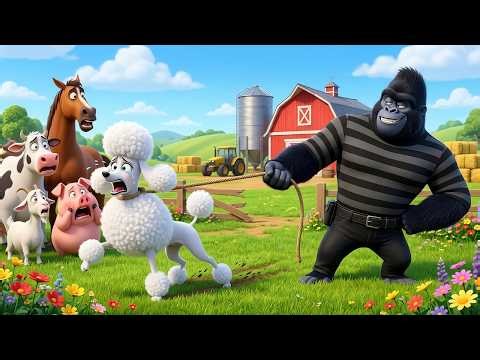 Funny Monkey | Brave Nana Rescues the Poodle, Stops a Stampede! | Monkey Cartoon