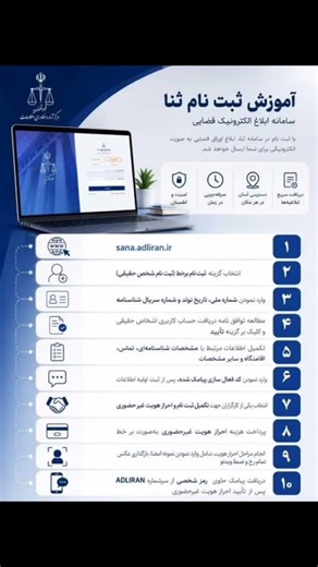 مراحل اخذ شناسه ثنا به‌صورت خودکاربری و بدون نیاز به مراجعه به دفاتر خدمات الکترونیک قضایی#ثنا #قضا