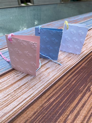 Embossed Baby Footprint Gift Tags: Striped Twine, Custom Colors - Etsy UK