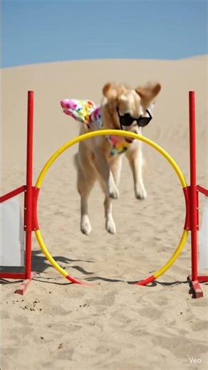 ￼#FemaleDog #WearingSunglasses #RunningObstacleCourse ￼