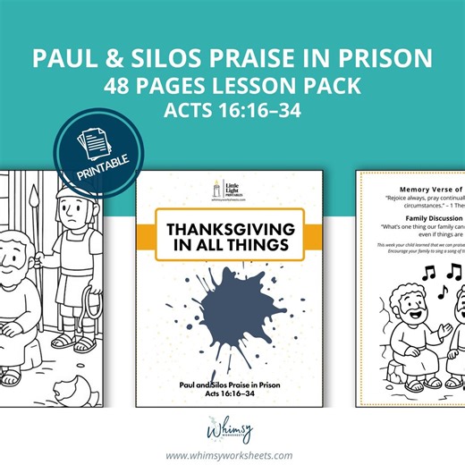 Paul and Silas Bible Lesson for Kids | 48-page Praise in Prison Activity Pack | Acts 16:16–34 Printable | Sunday School & Homeschool - Etsy