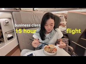 15-hour flight in Business Class: Singapore to San Francisco – everything I ate & did | Travel Vlog