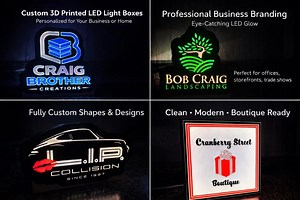 Custom 3D Printed LED Light Box Sign | Personalized Business Logo Sign | Custom Light up Desk or Wall Display | LED Brand Sign - Etsy