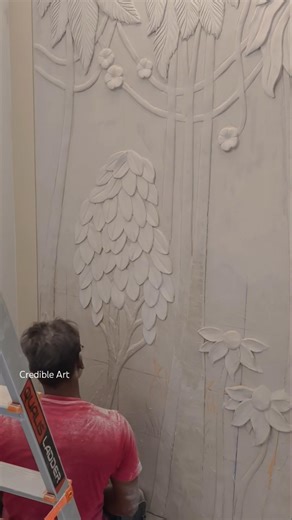 wall relief mural Sculpted texture art@credibleart 9555588007
